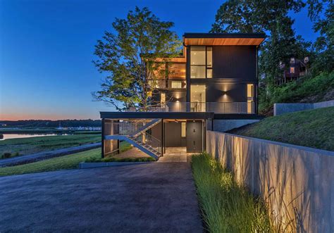 modern metal hill house|hillside modern houses.